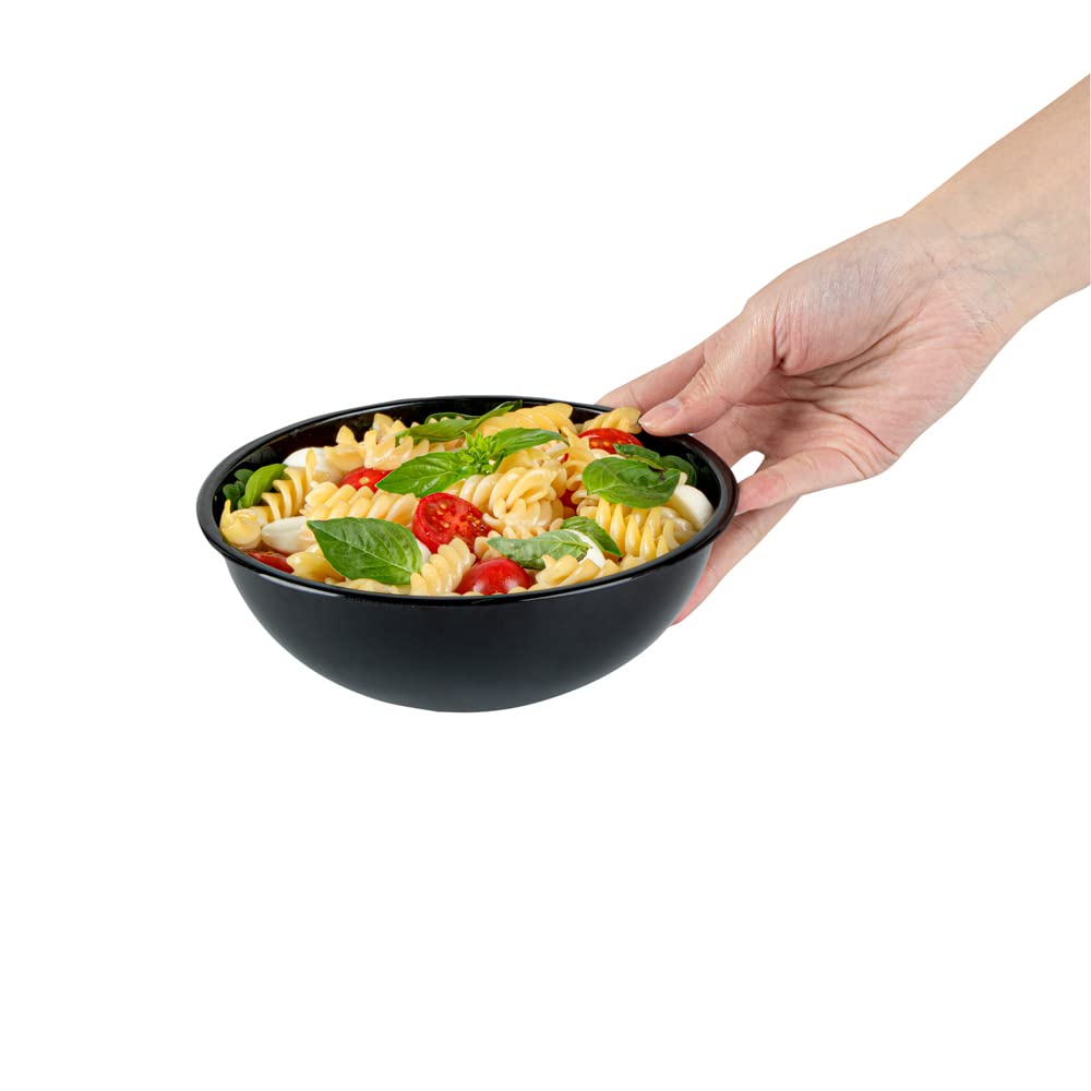 Restaurantware 21oz Recyclable Plastic Salad Bowls - 200-Pack Disposable Large Black Food Containers for Pasta, Salads, Takeout | Eco-Friendly Catering & Party Supplies