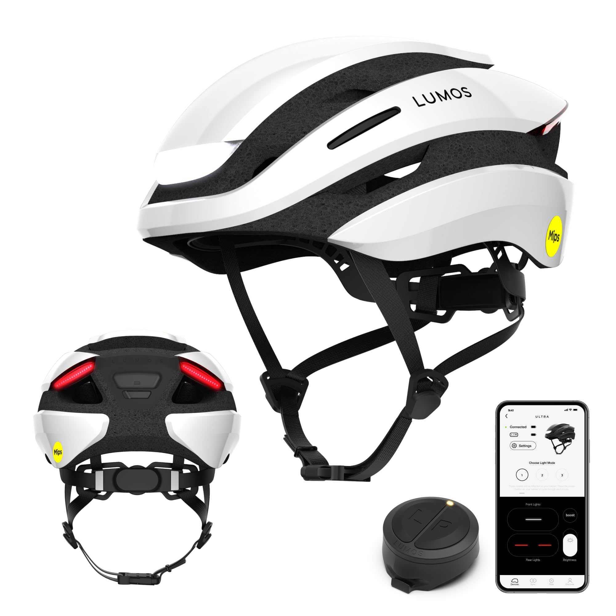 Lumos Ultra Smart Bike Helmet with Customizable LED Front & Rear Lights & Turn Signals - Lightweight Adult Cycling Helmet for Men & Women - Perfect for Night Riding & Urban Commuting