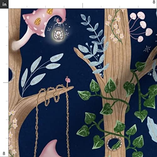 Fairy Forest Nature Woodland Printed Velvet Fabric - Spoonflower Upholstery & Apparel Material for Home Decor, DIY Crafts, and Fantasy-Themed Projects (Fat Quarter)