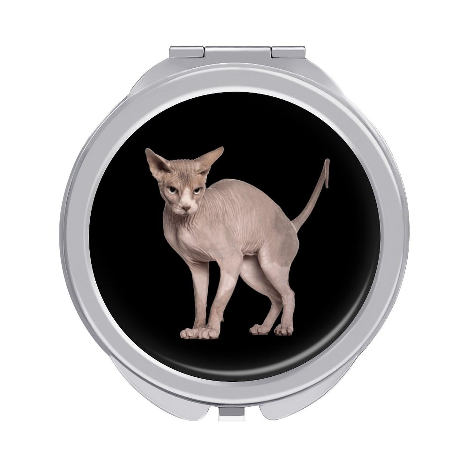 Portable Folding Compact Mirror for Travel - Double-Sided Magnification Makeup Mirror, Perfect for Sphynx Cat Lovers & On-the-Go Touch-Ups - Home, Office, and Purse Essential