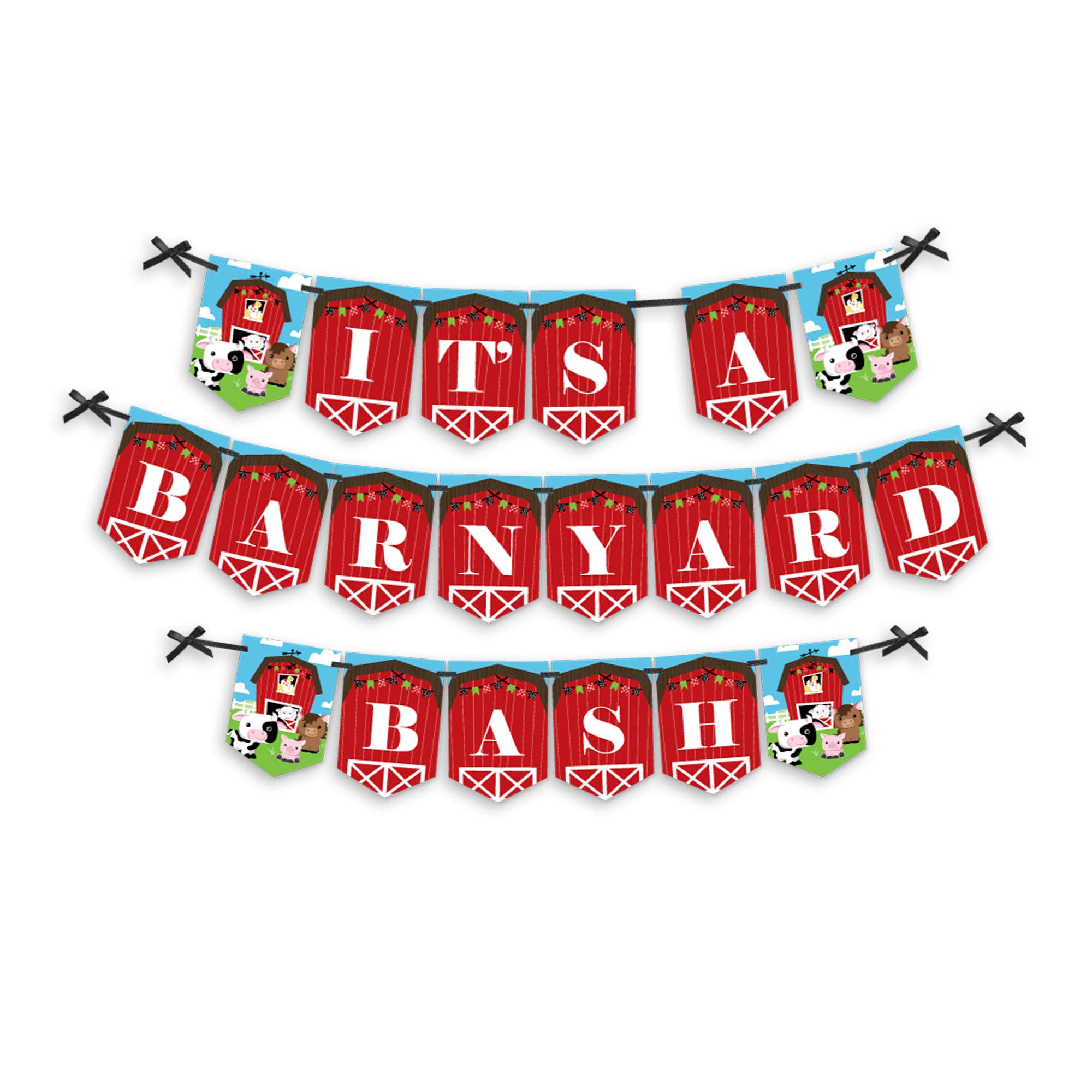 Big Dot of Happiness Farm Animals Barnyard Baby Shower Birthday Party Bunting Banner - Cute Animal Themed Party Decorations for Baby Showers, 1st Birthdays & Nursery Room Decor - It's a Barnyard Bash Celebration
