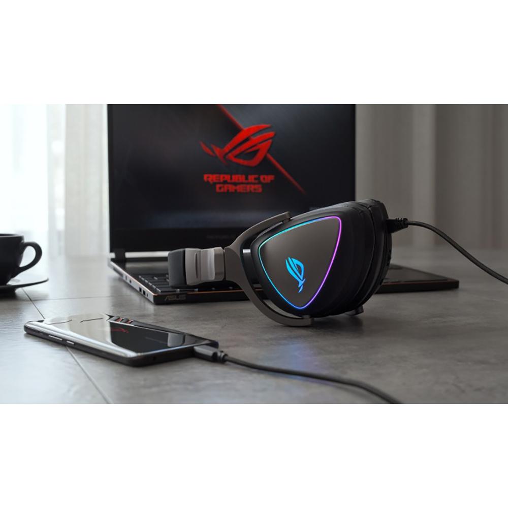 ASUS ROG Delta USB-C Gaming Headset with Hi-Res Audio, 50mm Drivers & AI Noise Cancellation - Perfect for PC, PS5, Xbox & Mobile Gaming