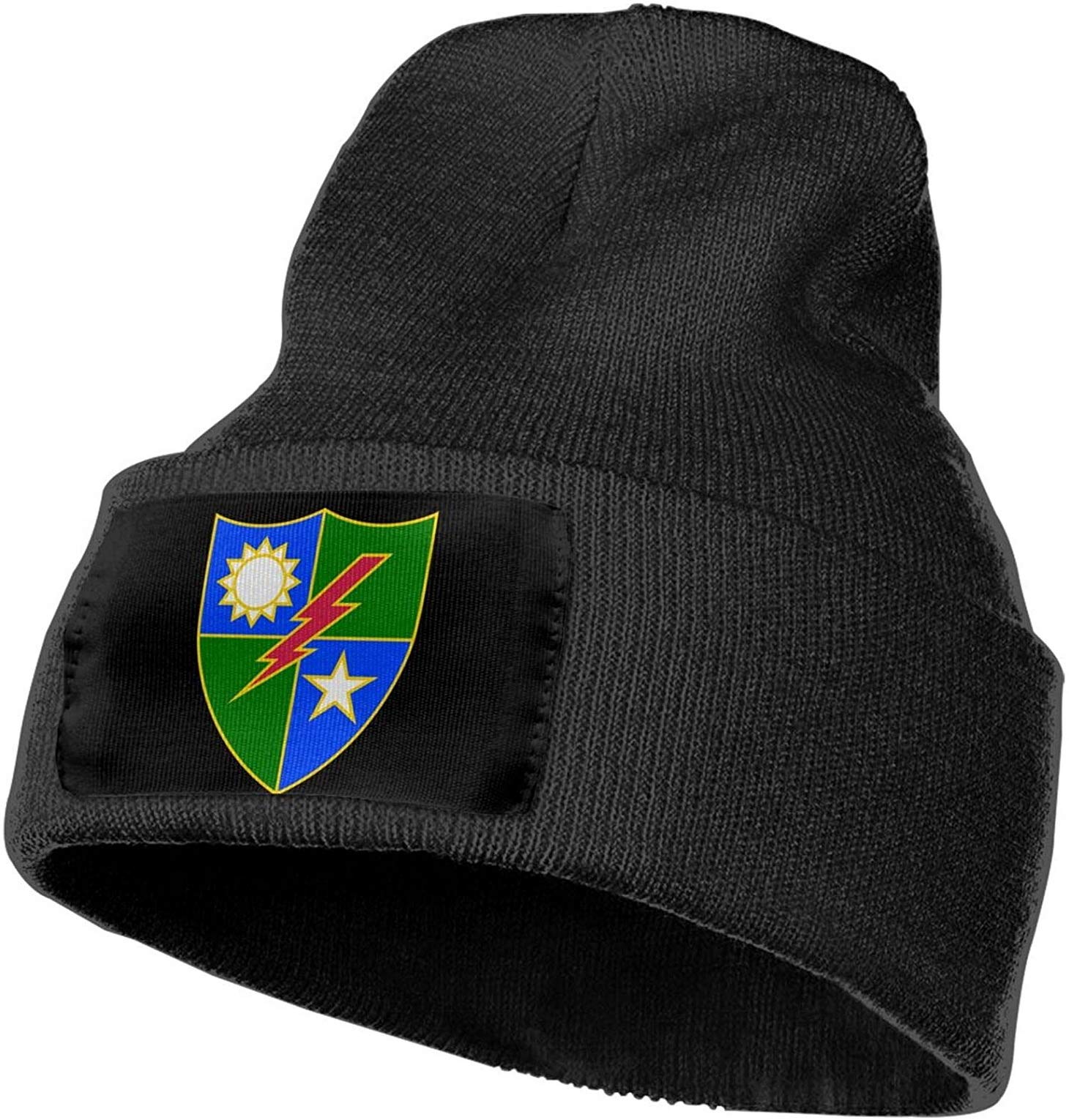 75th Ranger Regiment Unisex 12 Inch Knitted Beanie - Black Skull Design Military Tactical Hat for Men & Women - Perfect for Outdoor Activities, Hiking, and Cold Weather Protection