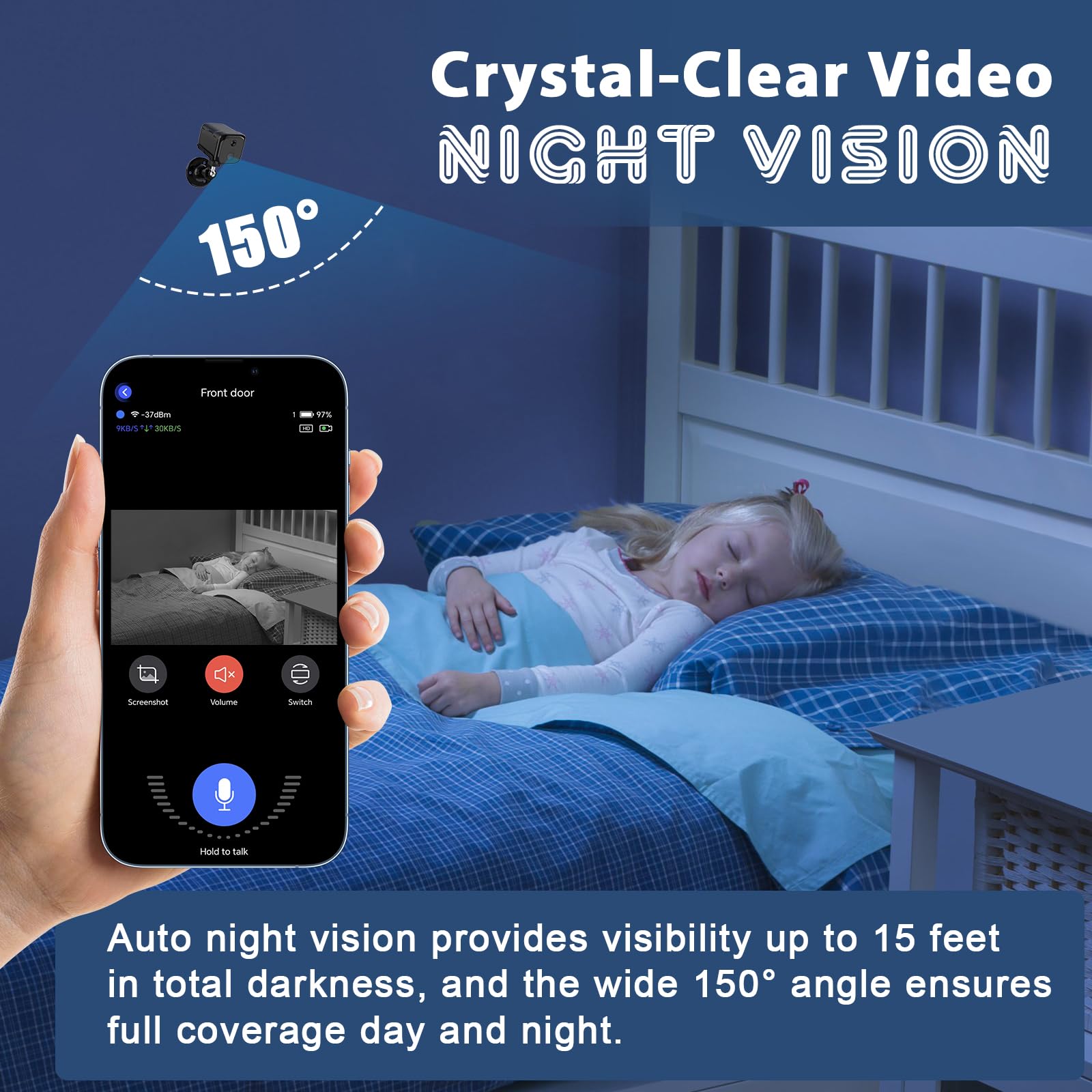 Mini Wireless Indoor Security Camera for Home & Office - WiFi Baby Monitor with Human/PIR Motion Detection, 120-Day Battery Life, Auto Night Vision & Cloud Storage - Ideal for Home Security, Baby Monitoring, Pet Watching & Office Surveillance