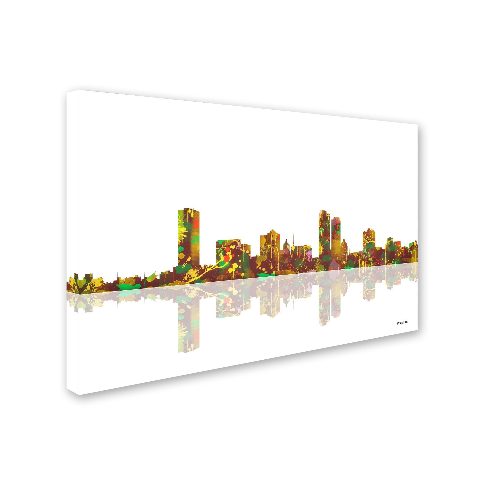 Trademark Fine Art Milwaukee Wisconsin Skyline Print by Marlene Watson - 16x24 Inch Framed Wall Art, Perfect for Home & Office Decor