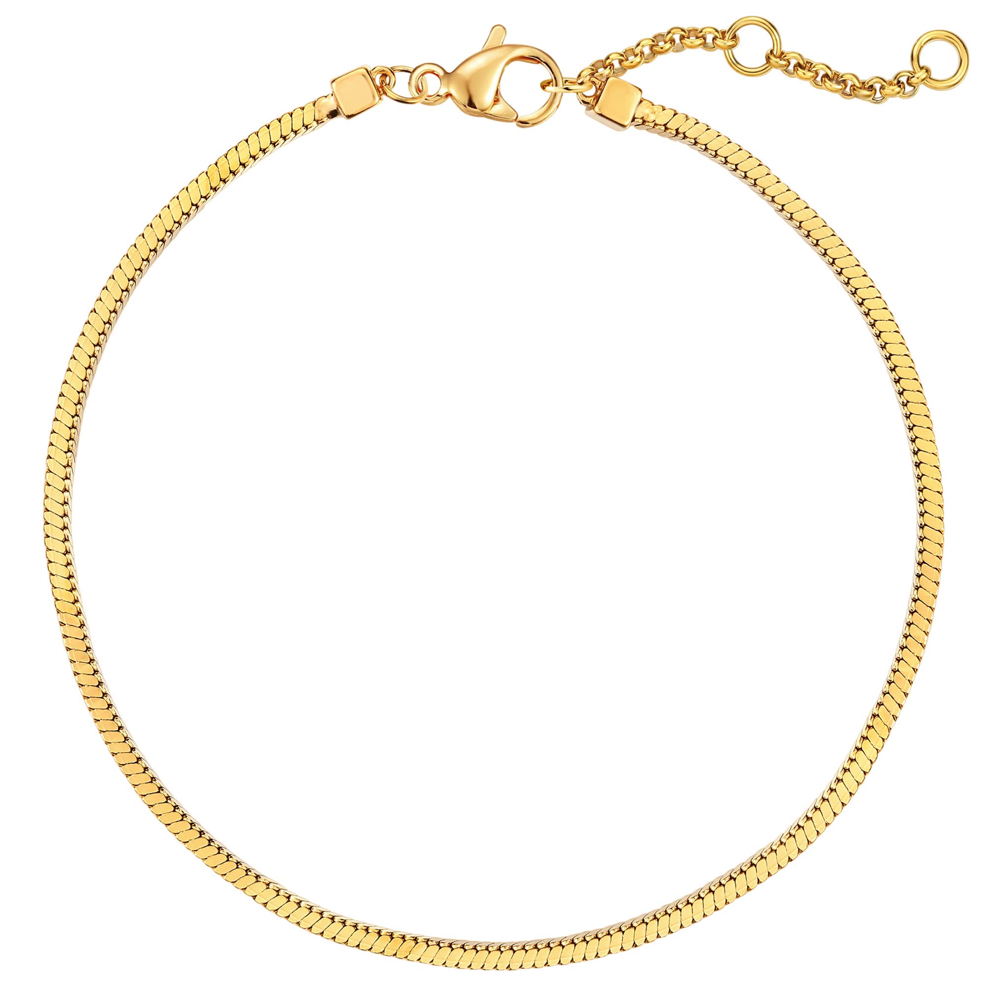 14K Gold Plated Women's Bracelet - Snake Herringbone Figaro Cuban Bead Paperclip Cable Box Chain Jewelry for Everyday Wear, Gift Giving & Special Occasions