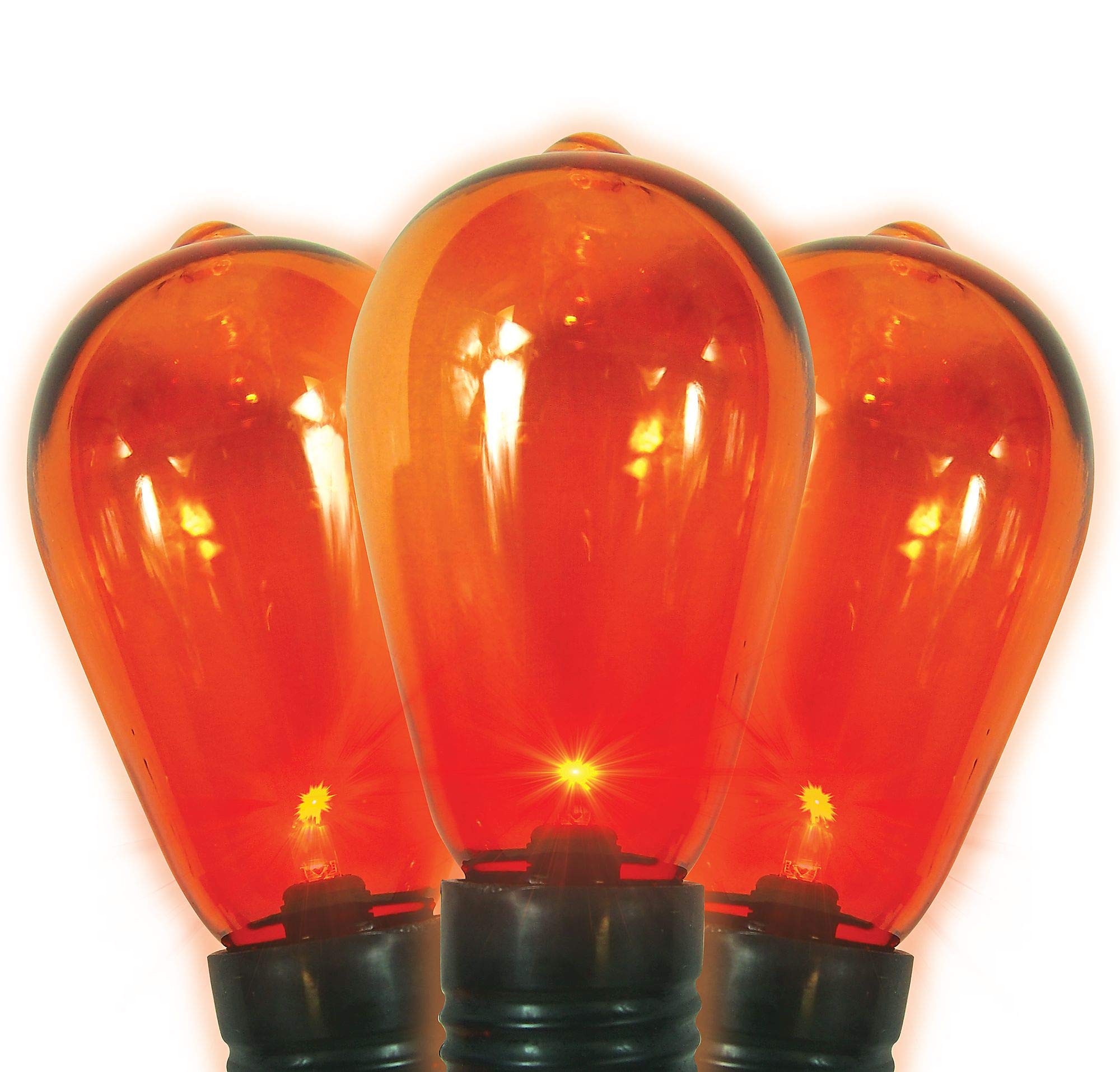 Orange Edison String Lights with Sound - Halloween Decorations & Party Supplies - 8 Warm White Bulbs - Indoor/Outdoor Decor for Halloween, Christmas, Parties & Home Ambiance