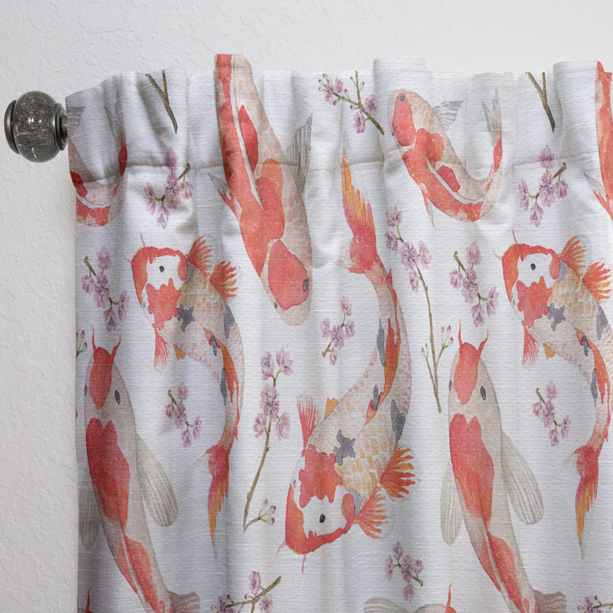 DesignQ Chinese Style Rainbow Koi Fish Curtains - Thermal Insulated Single Panel Window Drapes 52x95 Inches for Bedroom & Living Room - Perfect for Asian Decor, Zen Spaces & Home Theater Blackout