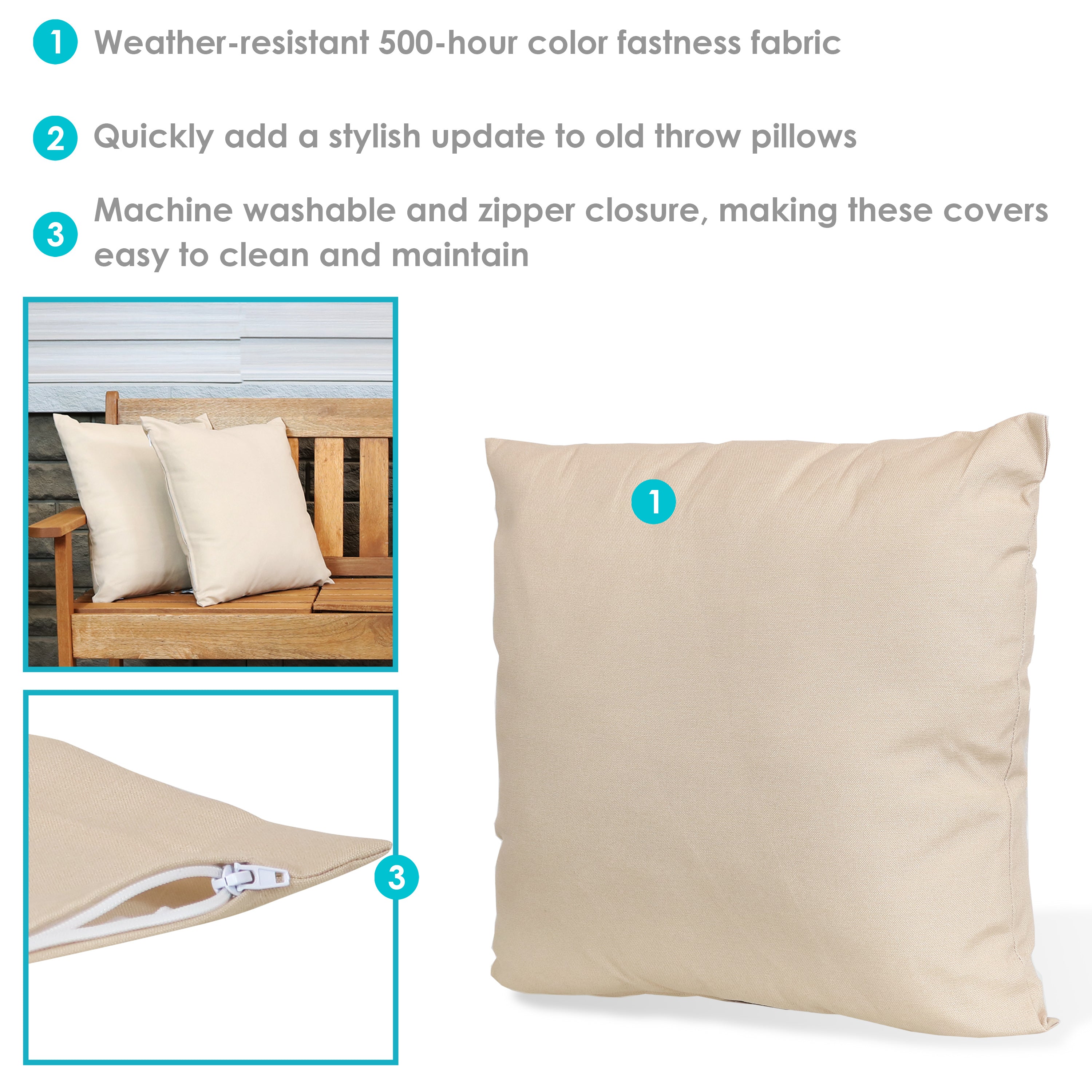 Stylish Sunnydaze Indoor & Outdoor Decorative Throw Pillow Covers - Perfect for Patio, Living Room & Bedroom Decor