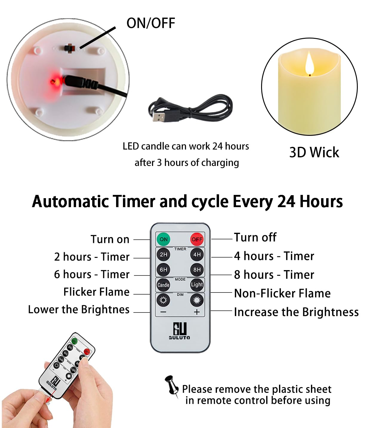 Rechargeable LED Candles with Remote - Flameless Pillar Candles for Home Decor, Weddings & Holidays