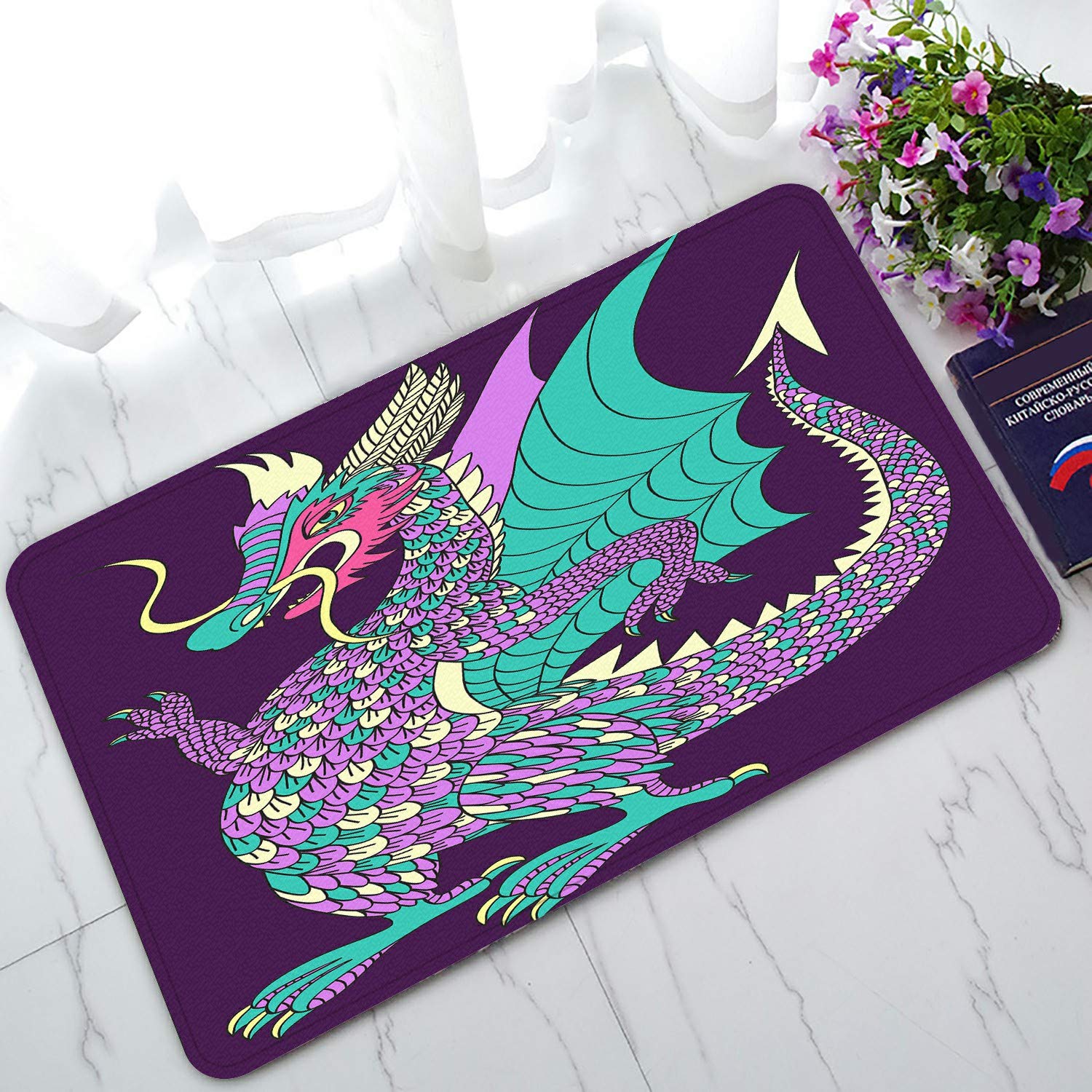 Bright Fairy Dragon Welcome Doormat - Non-Slip Bath & Entrance Rug - 30x18 Inch Indoor/Outdoor Floor Mat for Home Decor, Front Door, Bathroom, Patio & Laundry Room