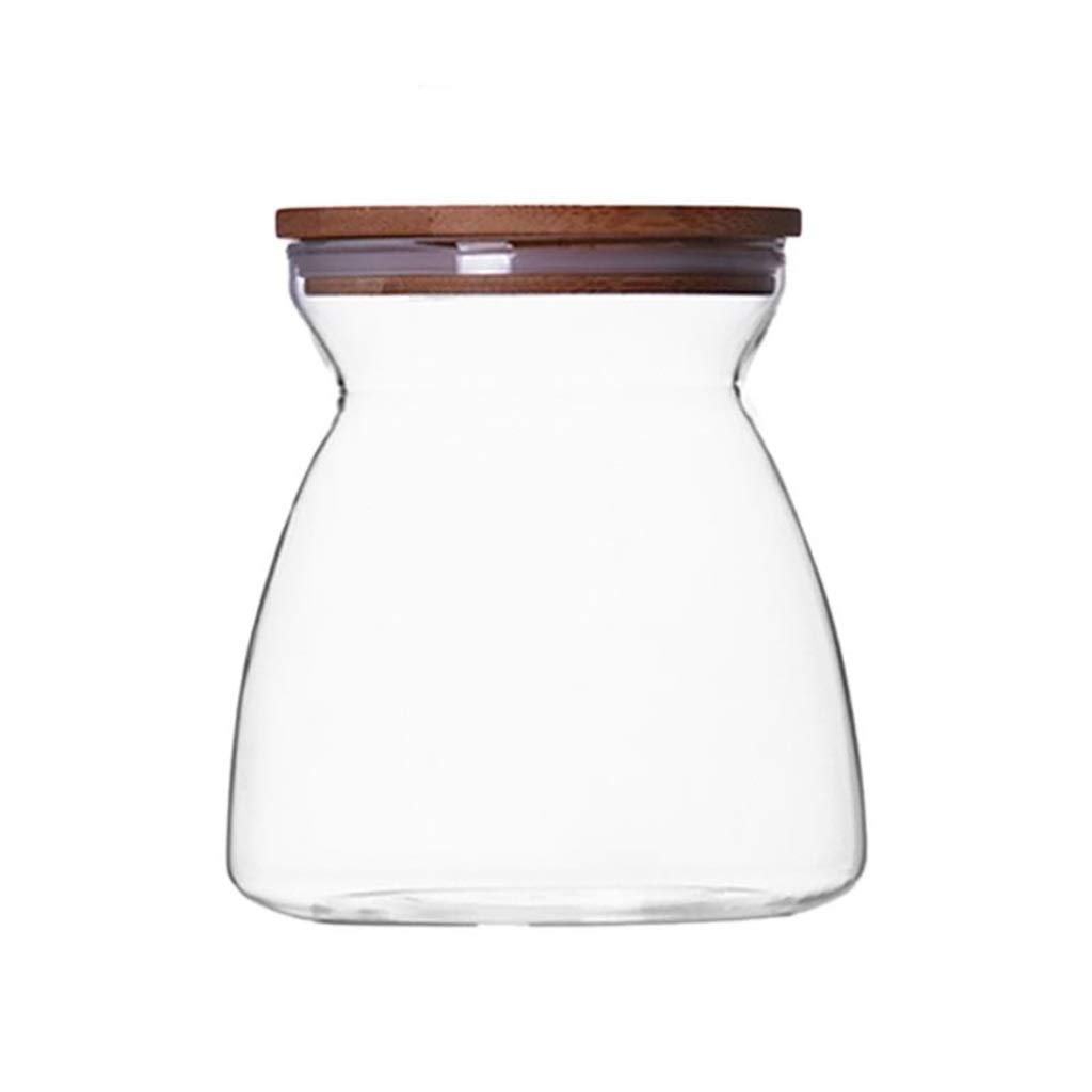 Premium Glass Food Storage Jars with Bamboo Lid - Airtight Moistureproof Containers for Coffee Beans, Tea, Grains & Spices - Heat Resistant Kitchen Organizer for Pantry & Countertop Storage (Size: )