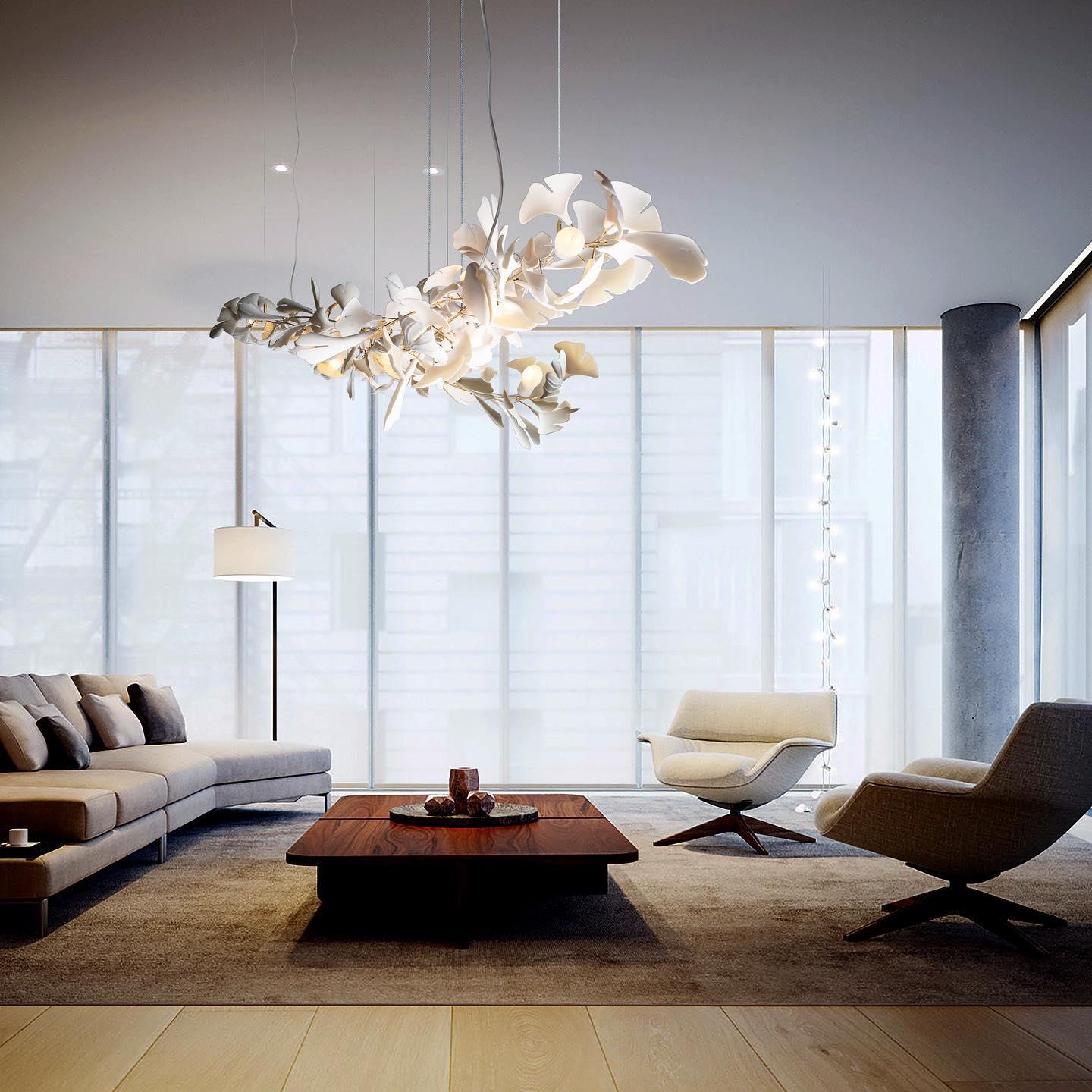 Elegant Ginkgo Leaf Chandelier - Modern Crystal Ceiling Light Fixture for Dining Room, Living Room & Bedroom | Perfect for Home Decor & Wedding Venue Lighting
