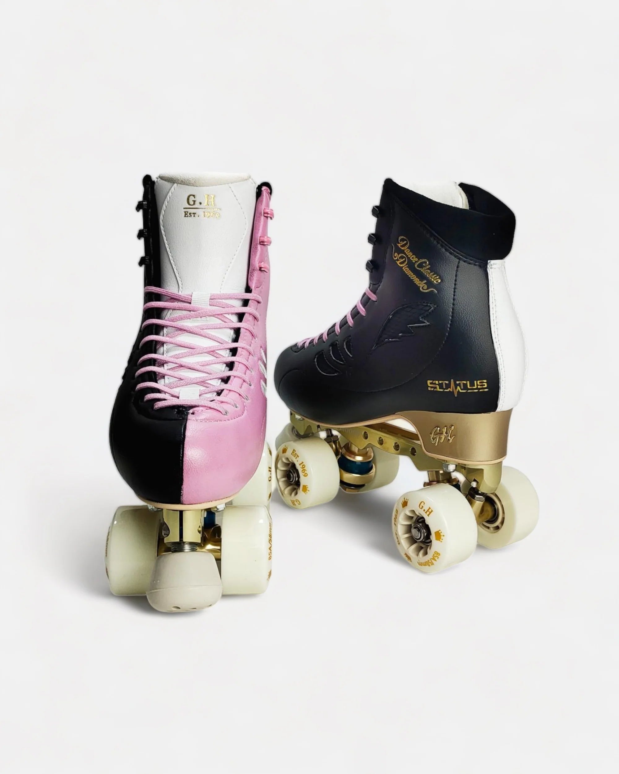 GH Dance Classic Diamond Quad Roller Skates for Women & Men - Color Jam Style with Vanguard/Jaboco Frame - Perfect for Roller Derby, Rink Skating & Outdoor Use