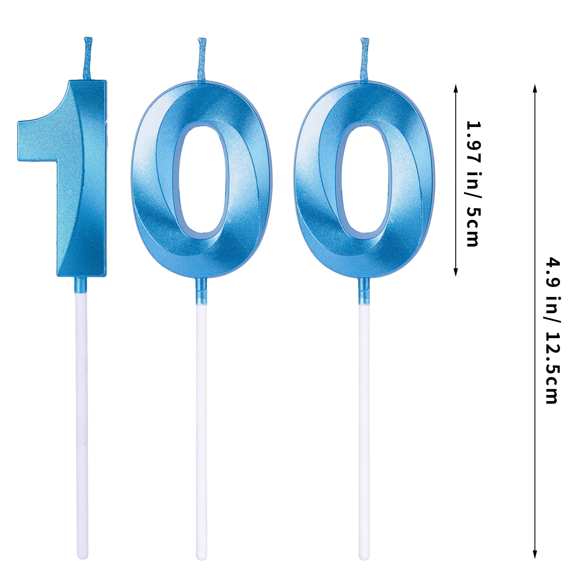 Blue 100th Birthday Candles - Number 100 Cake Topper for Anniversary, Wedding & Celebration Decorations | Perfect for Cakes, Cupcakes & Party Decor
