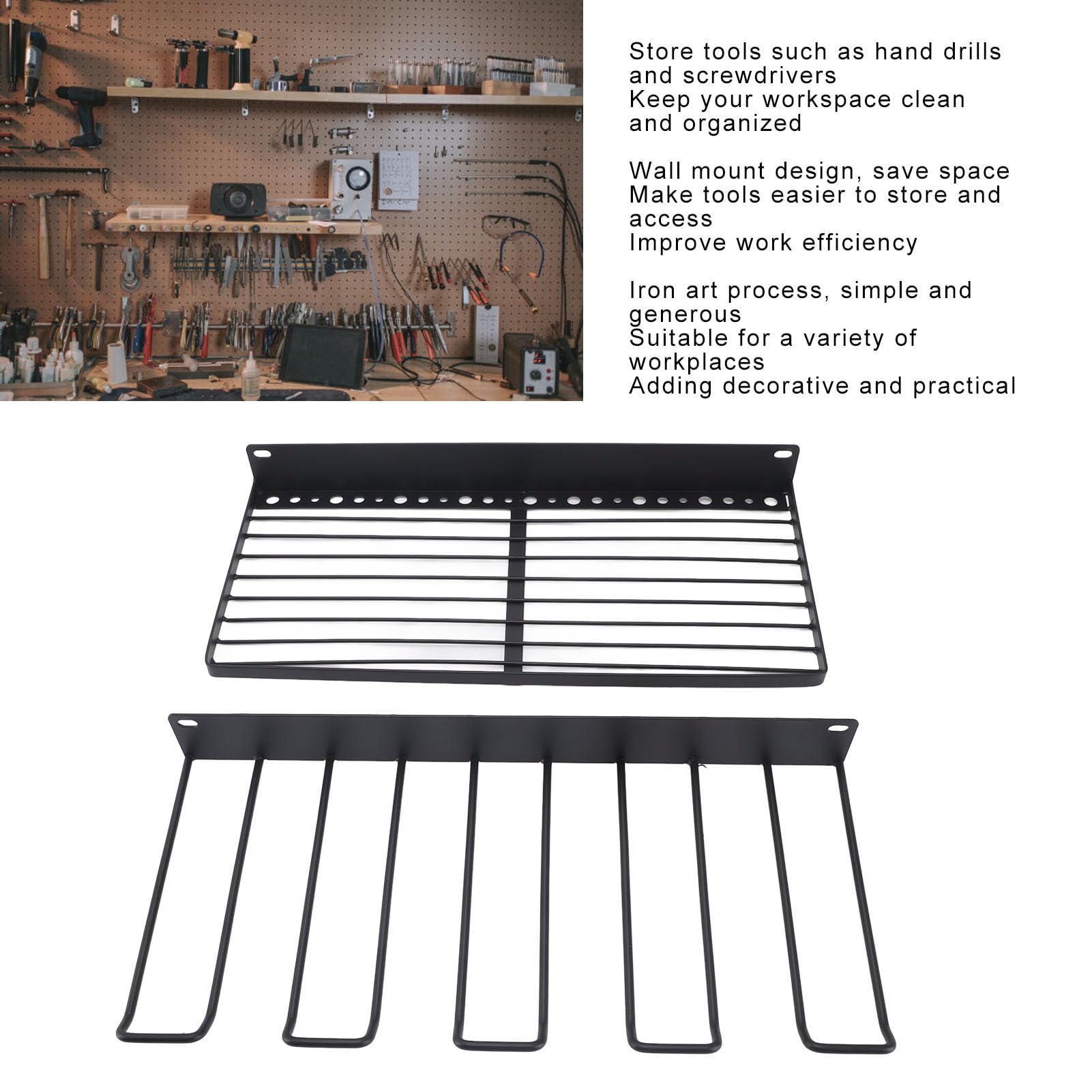 Yuecoom Wall Mount Power Tool Organizer - Heavy Duty Garage Storage Rack & Shelf for Hand Tools, Rechargeable Drills & Screwdrivers | Perfect for Garage Organization & Workshop Tool Storage