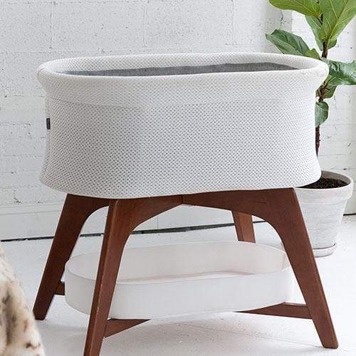 TruBliss Evi Smart Bassinet - White | Google Home & Alexa Compatible Baby Crib | Perfect for Nursery, Bedroom & Travel | Automatic Rocking & Soothing Sounds for Newborns