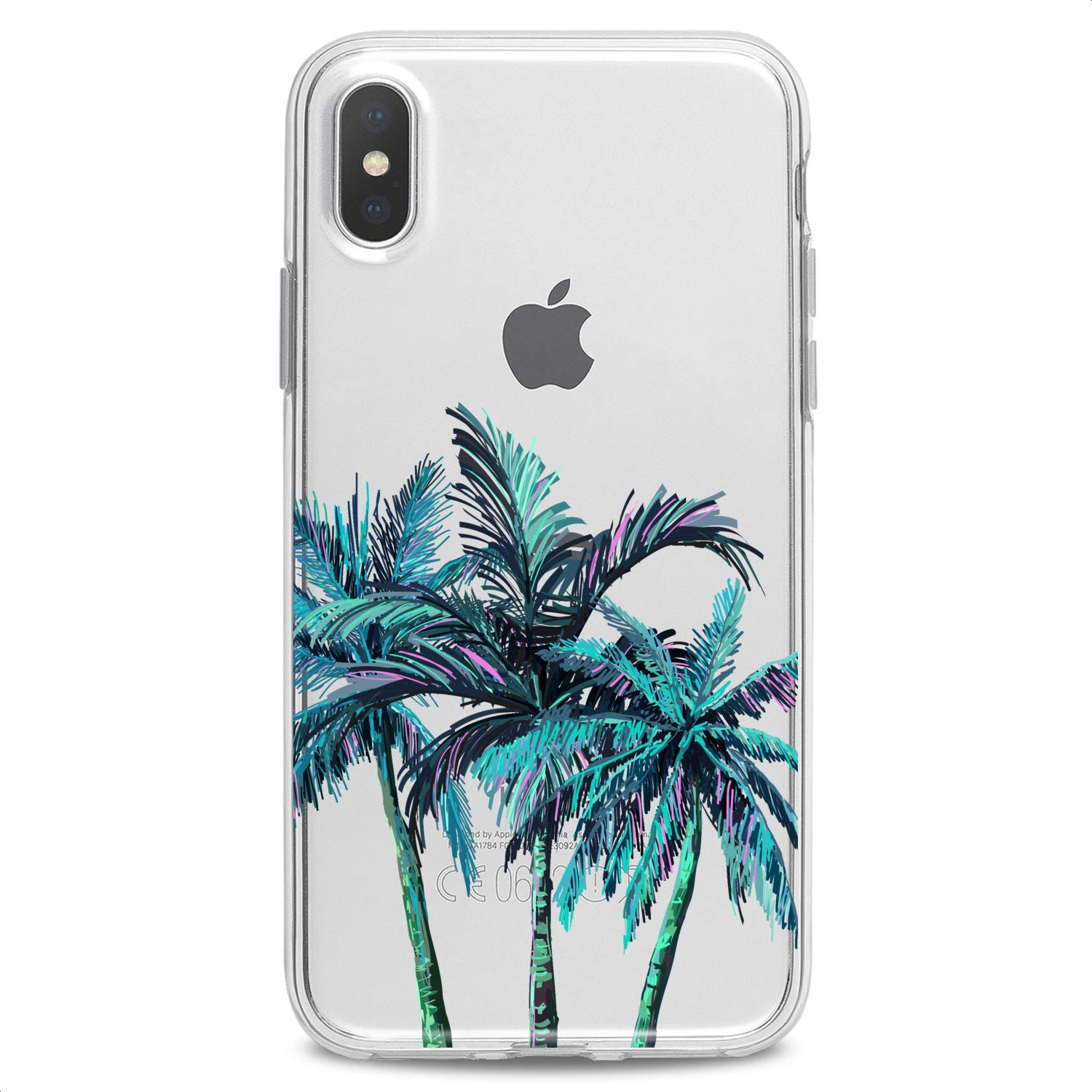 Premium TPU Phone Case for iPhone 16/15/14/13/12/11 Pro Max/Plus/Mini/XS/XR/X/8/7/6/5/SE - Slim Flexible Silicone Cover with Tropical Palm Tree Design in Glam Pink & Clear Options - Perfect for Beach Vacations, Summer Outings & Nature Lovers