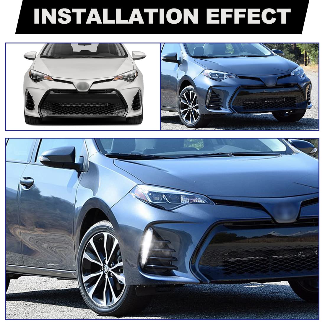 2017-2019 Toyota Corolla SE/XSE LED Fog Lights with Amber Turn Signal - DRL Daylight Running Lamps Kit (Includes Bezel, Switch & Wiring Harness) | Perfect for Night Driving & Enhanced Visibility
