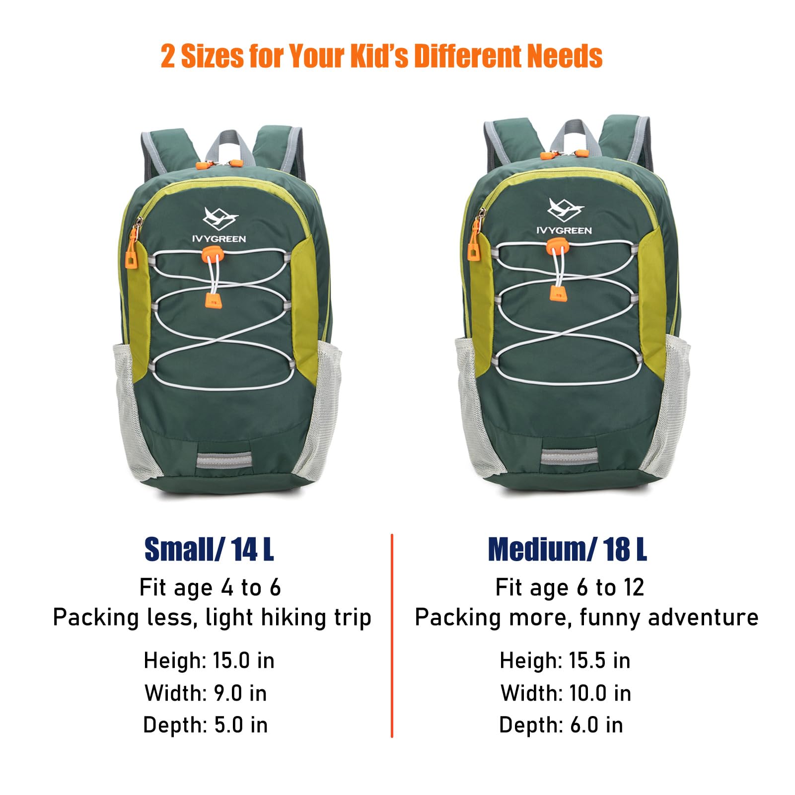 Kids Hiking Backpack for Boys & Girls - Lightweight Small Daypack for Camping, Travel & Outdoor Adventures (Green) - Perfect for School, Day Trips & Nature Exploration