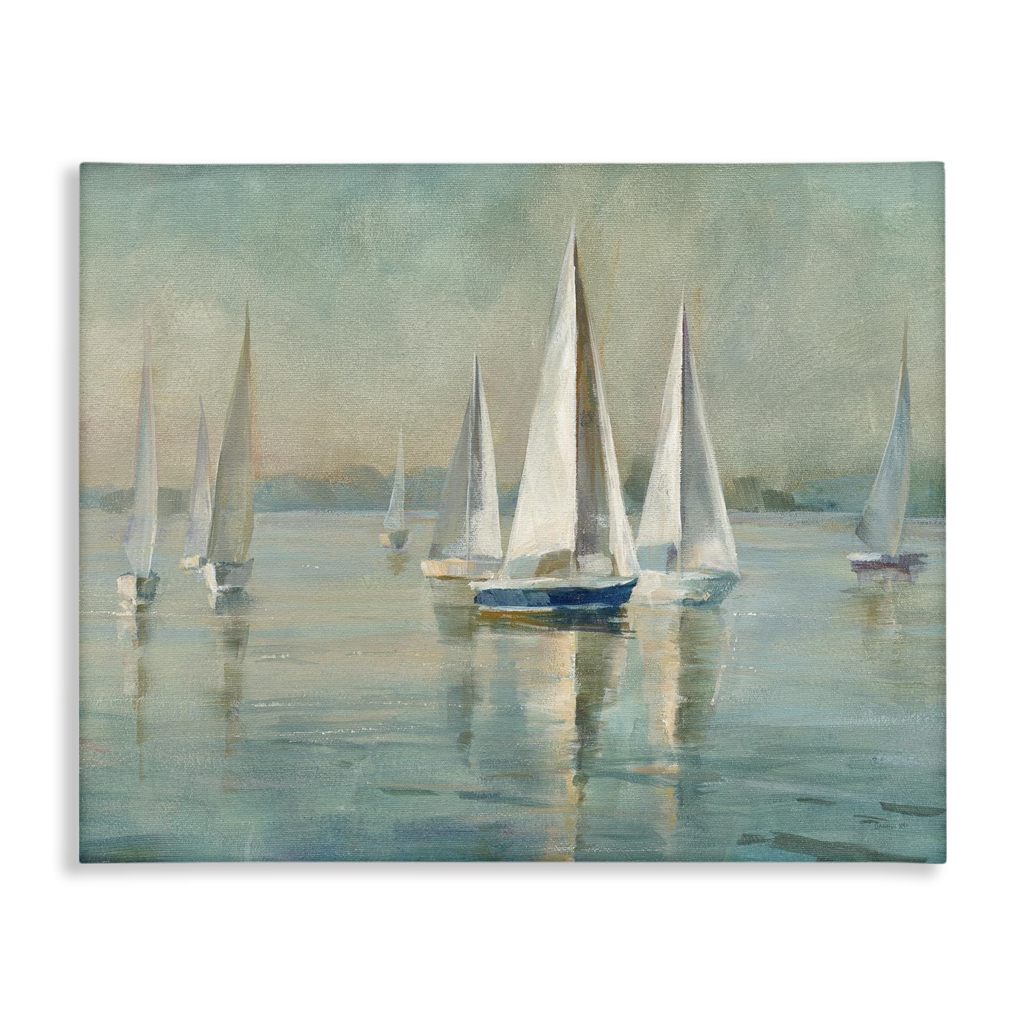 Stupell Industries Traditional Sailboats Nautical Painting - 36x48 Canvas Wall Art for Lake House, Beach Cottage & Coastal Decor | Relaxing Water Scene