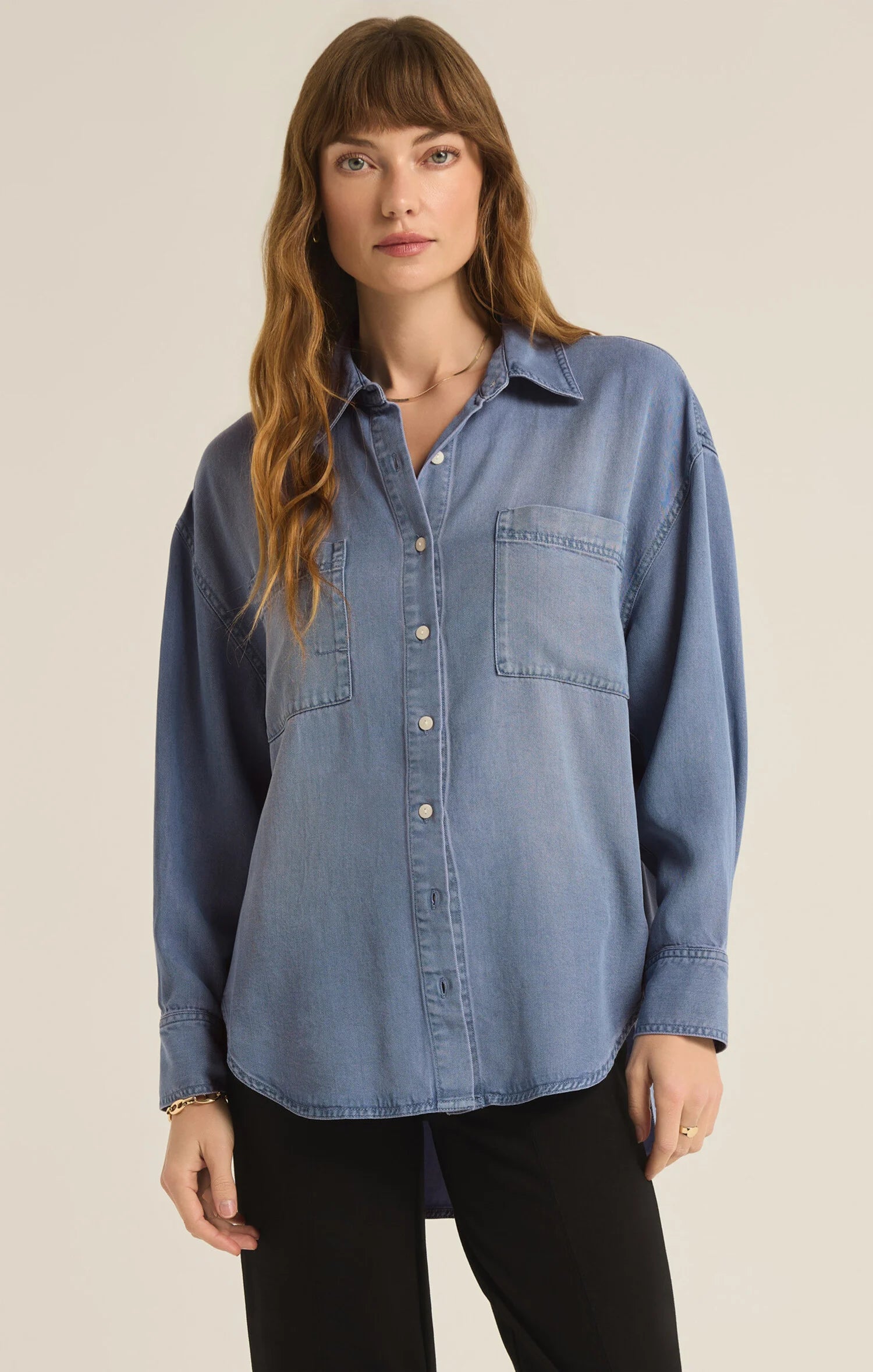 Z Supply Women's Colbie Chambray Top - Casual Button Down Shirt for Everyday Wear | Perfect for Work, Weekend & Layering