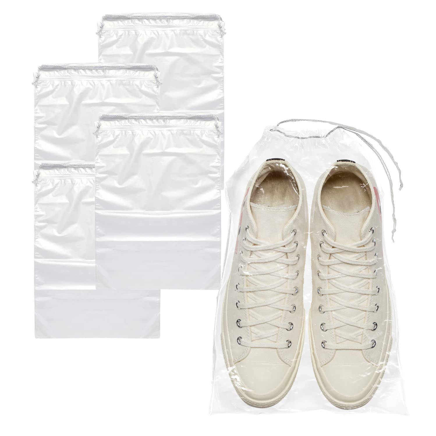 Clear Drawstring Bags 12x16 Inches - 1000 Pack Waterproof Double Drawstring Pouches for Travel Essentials, Storage & Organization | Perfect for Toiletries, Jewelry, Cosmetics & Party Favors