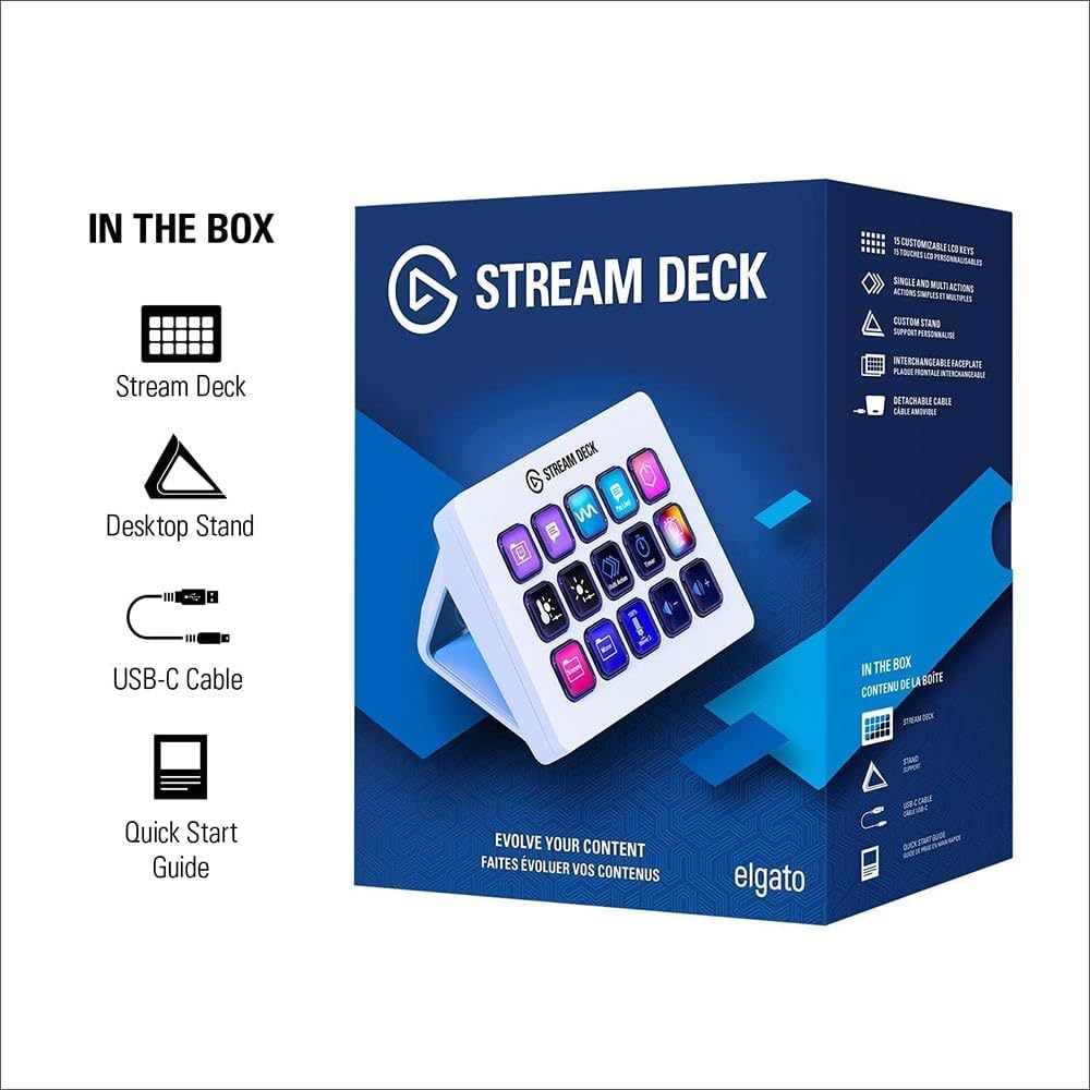 Elgato Stream Deck MK.2 White - 15 Key Studio Controller for OBS, Twitch & YouTube | Mac/PC