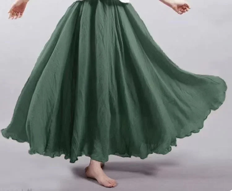 Stylish Women's Cotton Linen Maxi Skirt - Y2K Elegant Boho Long Skirt for Beach, Casual & Harajuku Fashion | Perfect for Summer Outfits, Vacations & Street Style