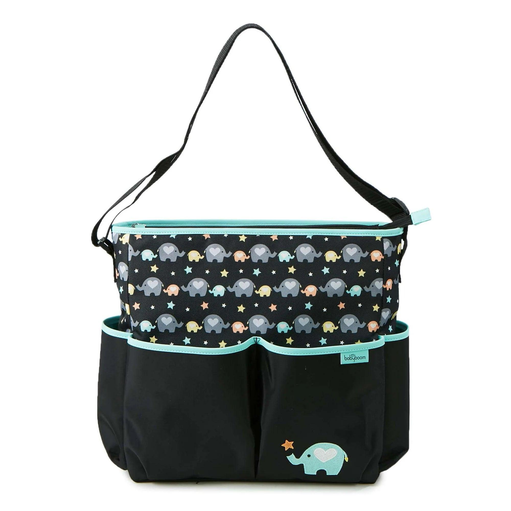 Babyboom Elephant Tote Diaper Bag - Large Waterproof Baby Bag with Insulated Bottle Pockets & Changing Pad - Perfect for Travel, Park Outings & Daily Parenting Essentials