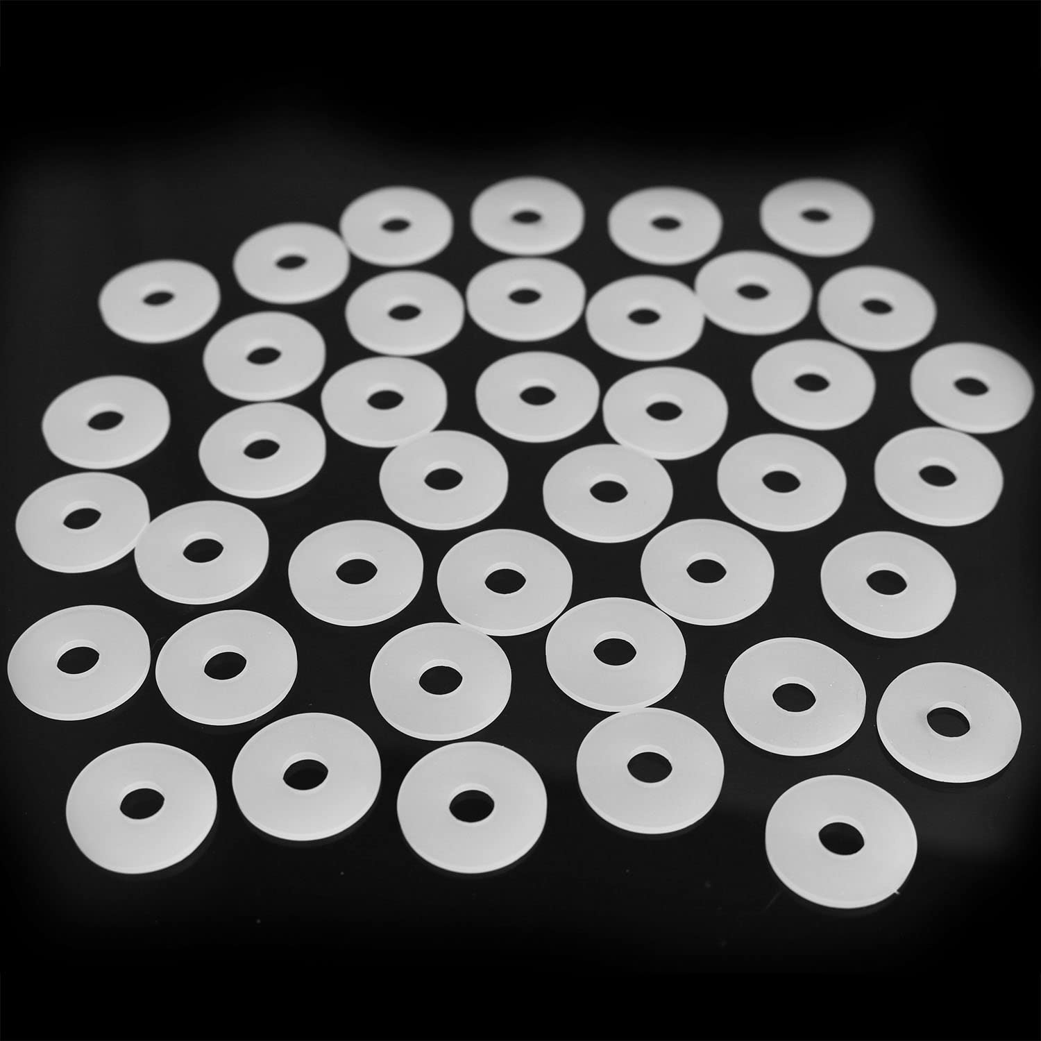 TAODAN 100PCS Clear Plastic Washers - 3/4 Inch (19x6x1.5mm) Flat Spacers - Vinyl Shower Door Handle Replacement Parts - Transparent Gasket for Standoff Cap Assemblies - Perfect for Bathroom Hardware Repair & DIY Projects