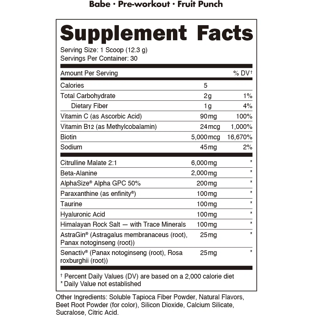 Bucked Up Babe Pre Workout Powder for Women - Energy & Focus Booster for Gym, Fitness & Weight Training - Best Female Workout Supplement for Endurance & Performance