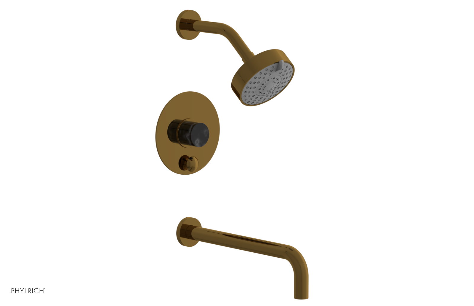 BASIC II 12 Pressure Balance Tub and Shower Set - Black Marble Finish, 230 28 12 - Perfect for Modern Bathroom Renovations & Spa-Like Showers
