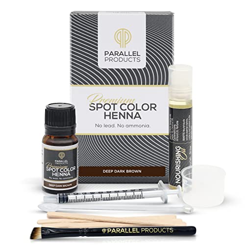 Parallel Products Professional Spot Color Henna Hair Dye Kit - 5g Natural Hair Tint with Nourishing Oil, Mixing Dish & Brush - Deep Dark Brown Root Touch Up for Gray Coverage & Hair Coloring - Perfect for Home Use, Salons & DIY Hair Care