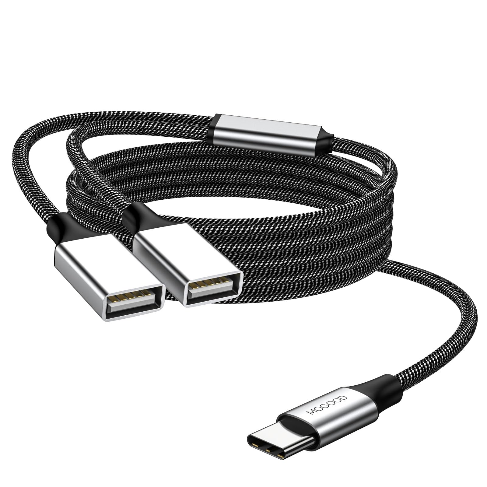 Type C to Dual USB A Adapter - OTG Splitter for MacBook, Pixel, Galaxy - Fast Charging & Data Transfer