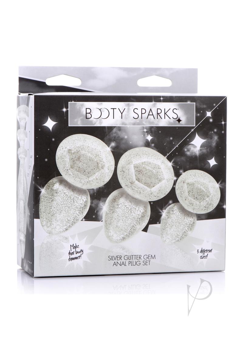 Sparkling Silver Booty Plugs Set of 3 - Small/Medium/Large Gem Anal Plugs for Women & Men - Perfect for Bachelorette Parties, Couples Play & Sensual Enhancement