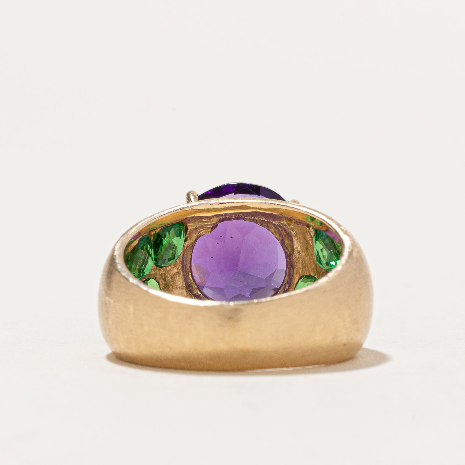 5.75ctw Synthetic Amethyst & Tsavorite Garnet Cocktail Ring - Size 5.75 - Elegant Evening Wear & Special Occasion Jewelry