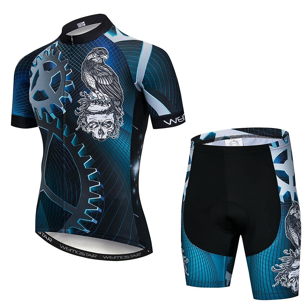 SUDUSUDO Men's Cycling Jersey & Bib Shorts Set - Breathable Bike Shirt with 20D Padded Shorts for Road Biking & Mountain Cycling - Perfect for Training, Racing & Outdoor Sports