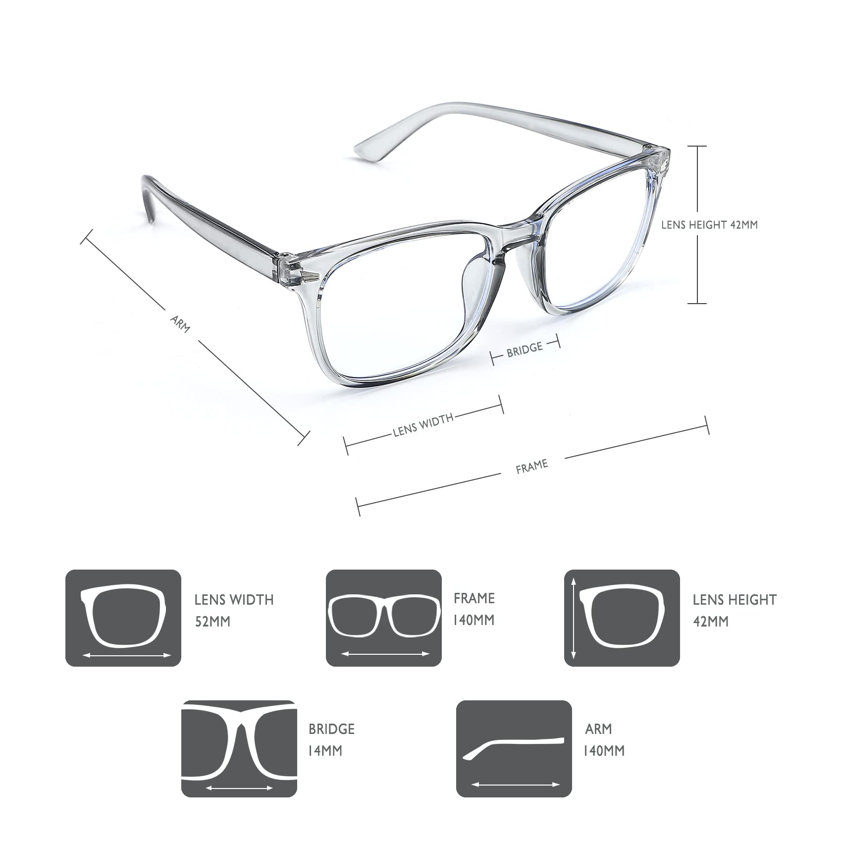 Blue Light Blocking Glasses for Computer & Gaming - AFNWQI Fashion Square Frame for Men & Women - Reduce Eye Strain at Work & Home
