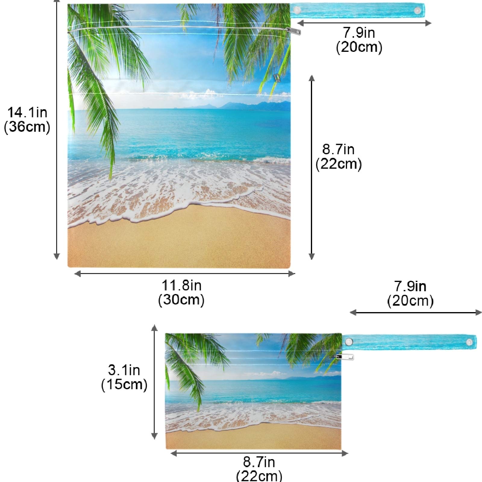 Visesunny 2-Pack Waterproof Wet Bags with Zipper Pockets - Reusable & Washable for Beach, Pool, Travel, Gym, Daycare - Perfect for Swimsuits, Diapers, Wet Clothes & Toiletries Storage - Great for Moms, Travelers & Fitness Enthusiasts