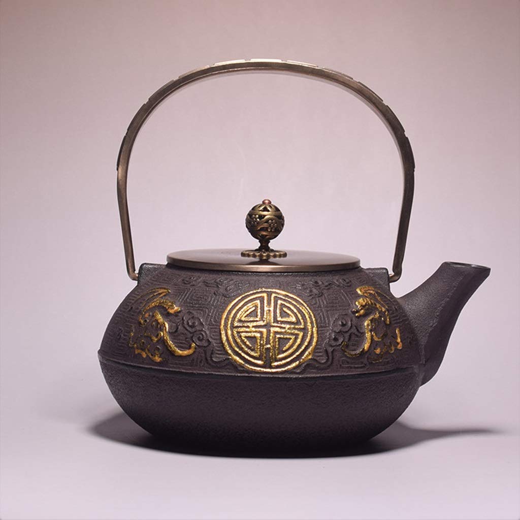 Premium Cast Iron Teapot with Infuser - Japanese Style Iron Tea Kettle for Boiling Water, Brewing Loose Leaf Tea - Perfect for Home, Office & Tea Ceremonies (Color: Fulinmen)