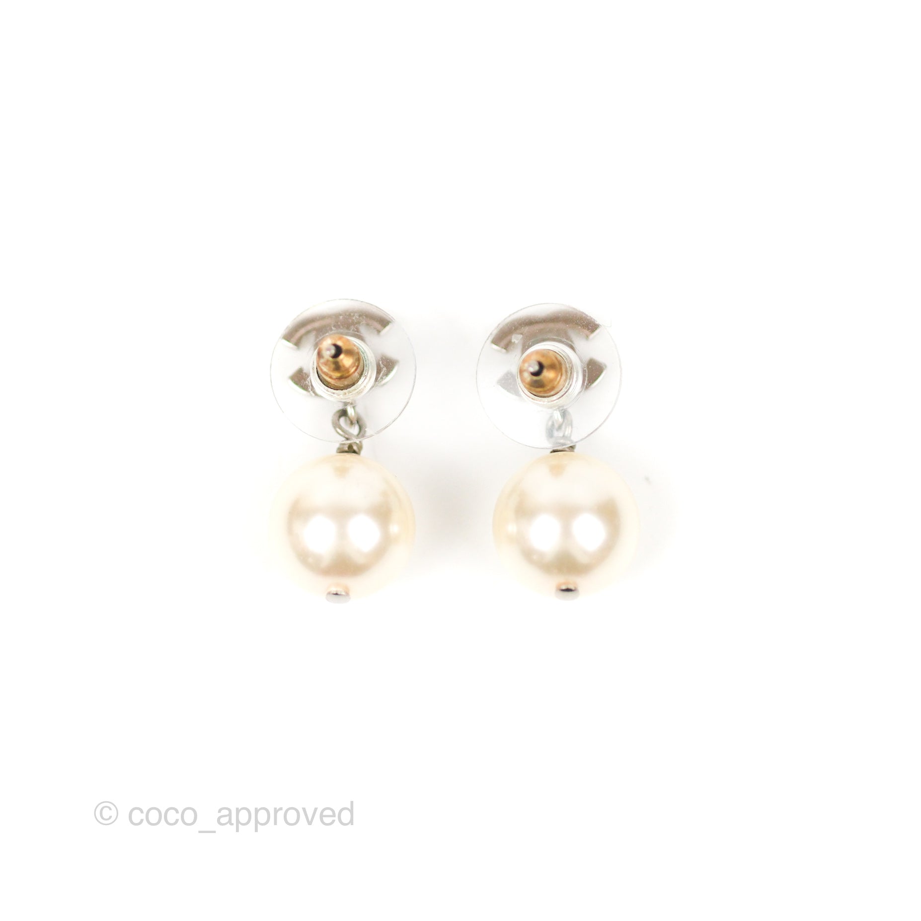 Chanel CC Rhinestone Pearl Drop Earrings Silver Tone 21V - Luxury Fashion Jewelry for Women, Perfect for Parties, Weddings & Special Occasions