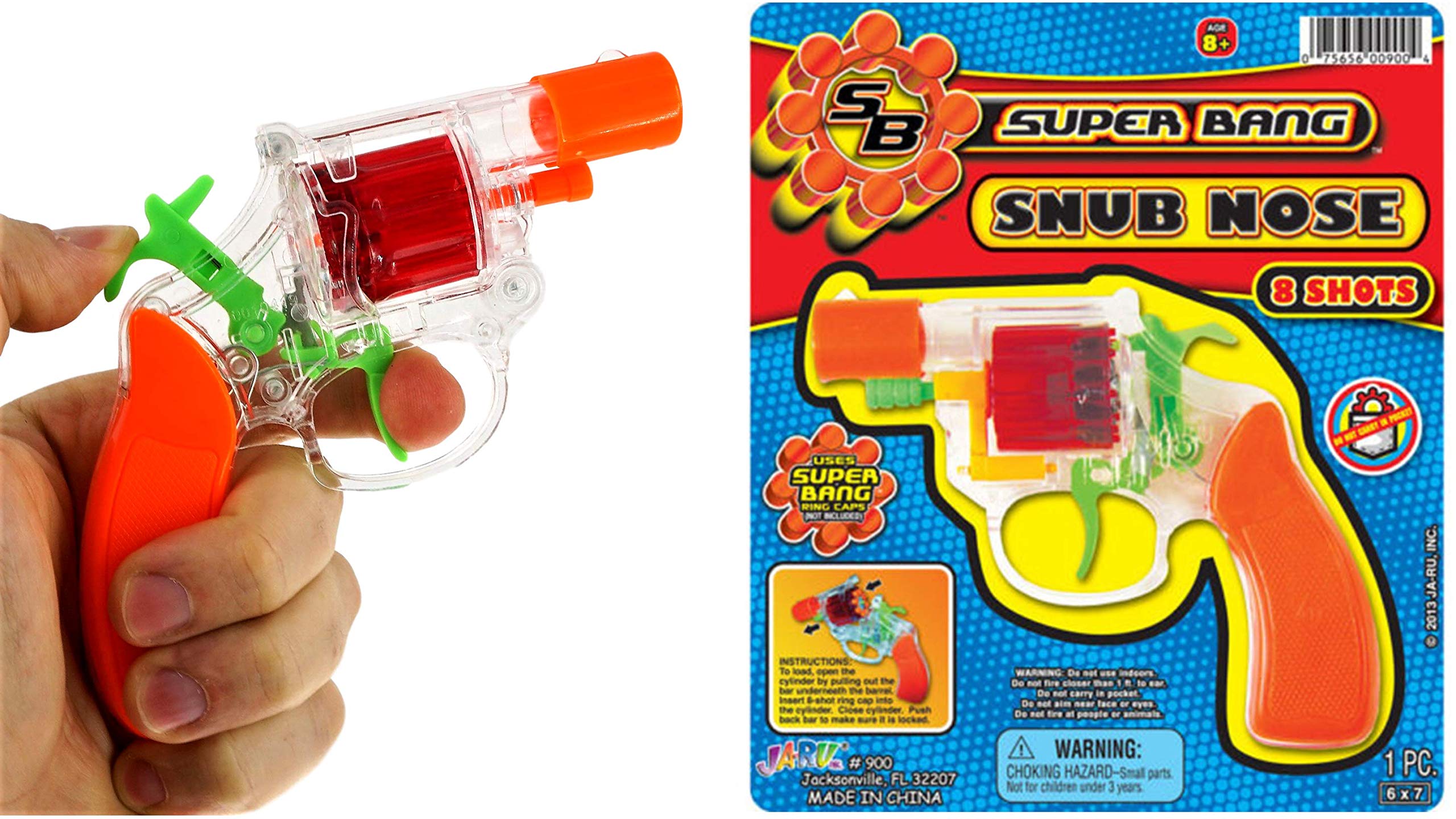 JA-RU Super Bang 12-Pack Transparent Plastic Cap Guns for Kids - Toy Revolver Guns with Realistic Sound, Safe Halloween Costume Props & Party Favors - Perfect for Dress-Up, Role Play, and Birthday Celebrations (Caps Sold Separately)