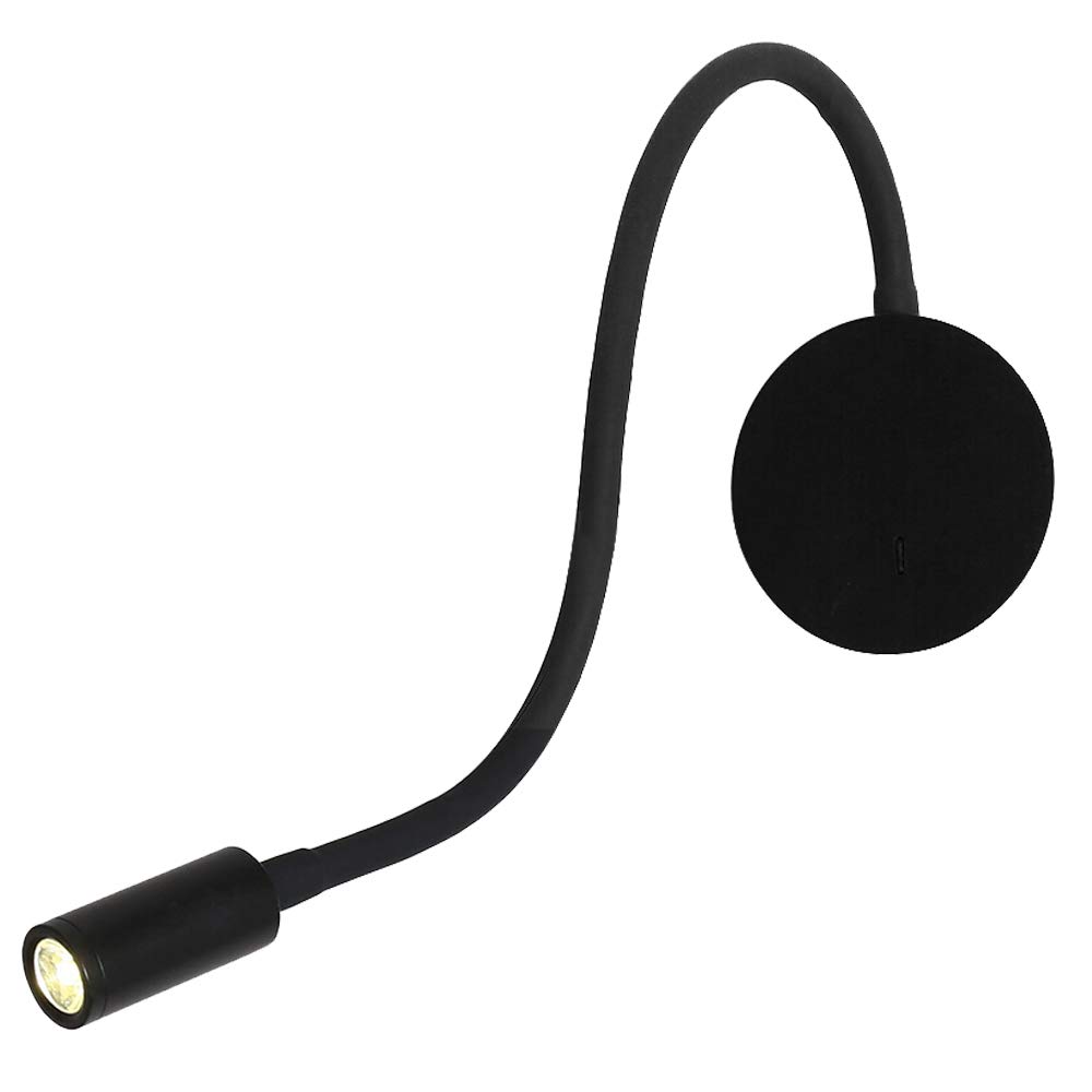 Adjustable LED Bedside Reading Light - 3W 3000K Flexible Wall Mounted Sconce Lamp with Switch for Bedroom (Black) | Perfect for Night Reading, Nursing, and Relaxing in Bed