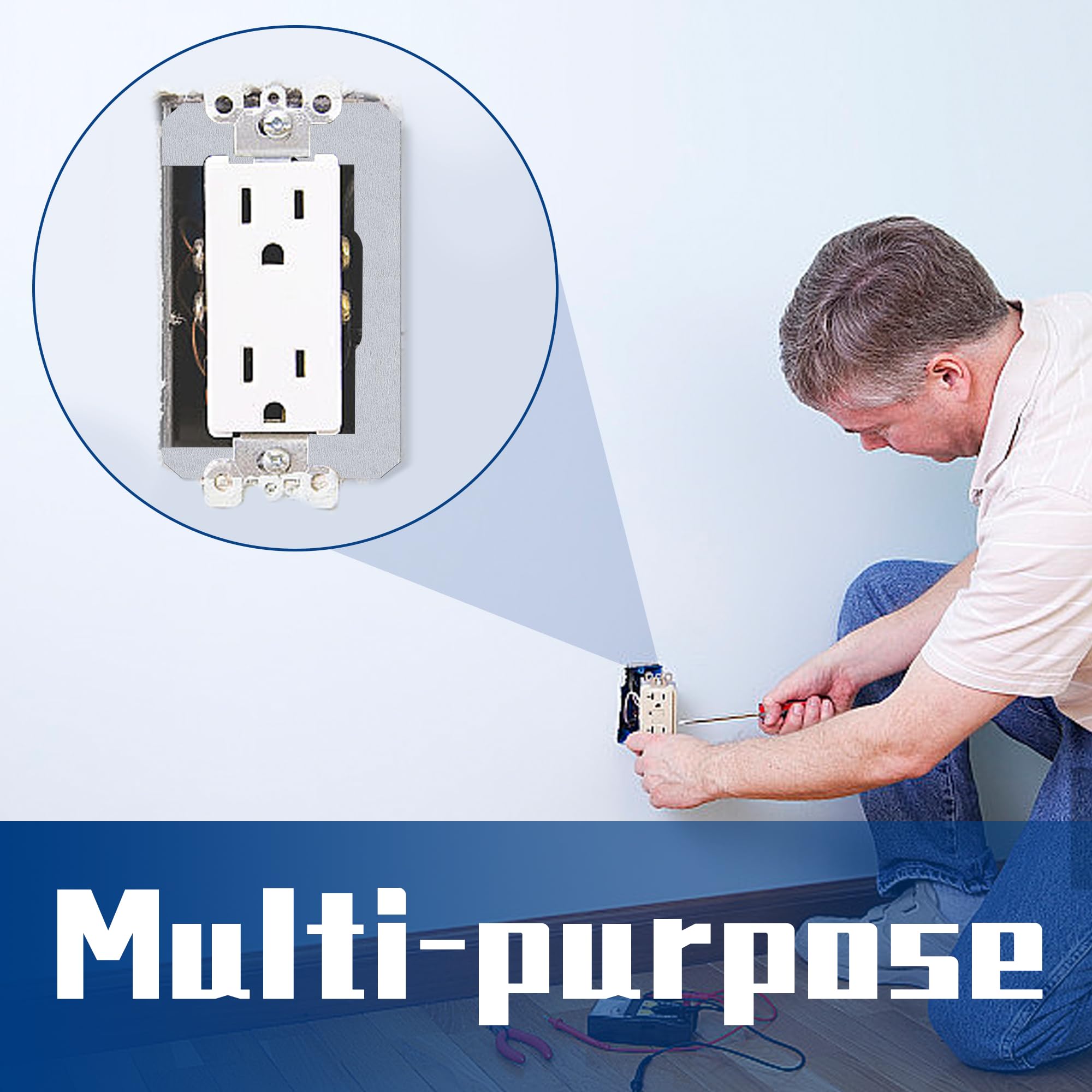 DECOHS 10-Pack Metal Wall Plate Spacers - Flush Fit Levelers for Electrical Outlets & Boxes - Home DIY Fixing