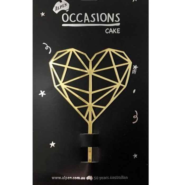 Elegant Gold Heart Cake Topper for Wedding, Birthday & Anniversary Cakes - Perfect for Romantic Celebrations & Special Occasions