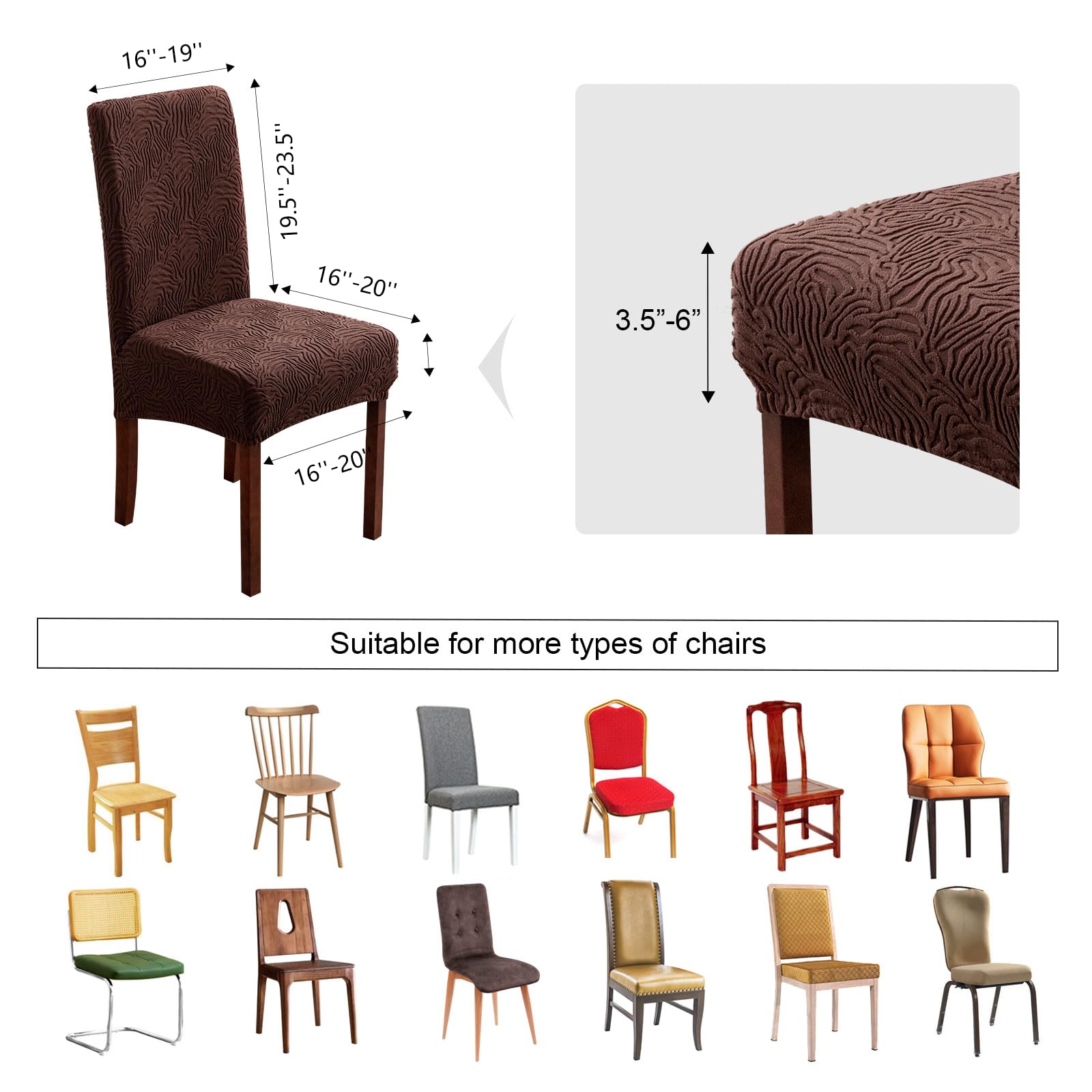Stretch Dining Chair Covers 4-Pack - Washable & Removable for Kitchen & Dining Room - Chocolate