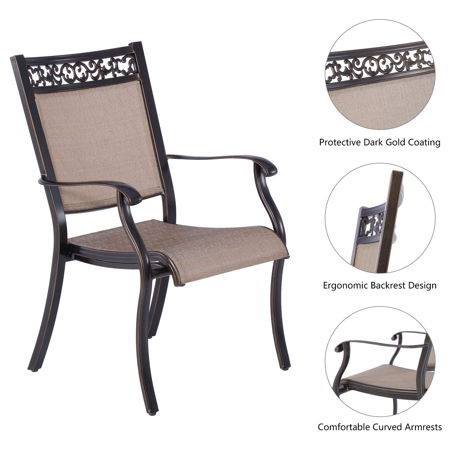 5-Piece Outdoor Dining Set - All-Weather Stackable Sling Chairs with 48