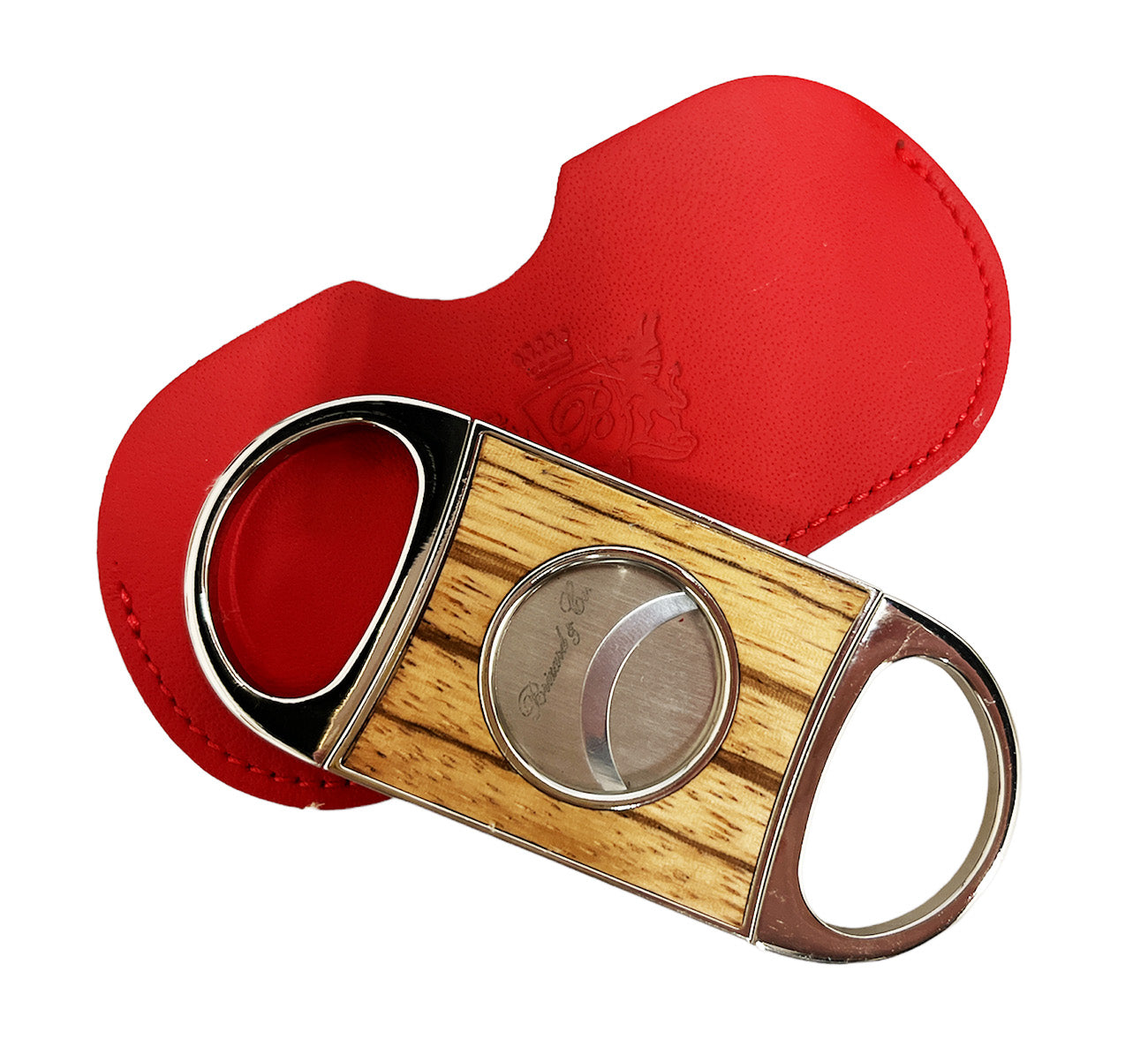 Premium Brizard & Co Double Guillotine Series II Cigar Cutter - Zebrawood & Racing Red Design | Perfect for Cigar Aficionados, Gifts & Luxury Smoking Accessories