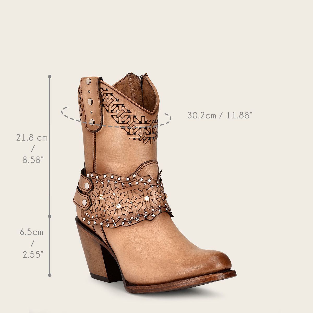 1Z42RS Women's Cuadra Almond Casual Cowgirl Ankle Boots - Genuine Cowhide Leather Western Boots for Everyday Wear & Country Outfits